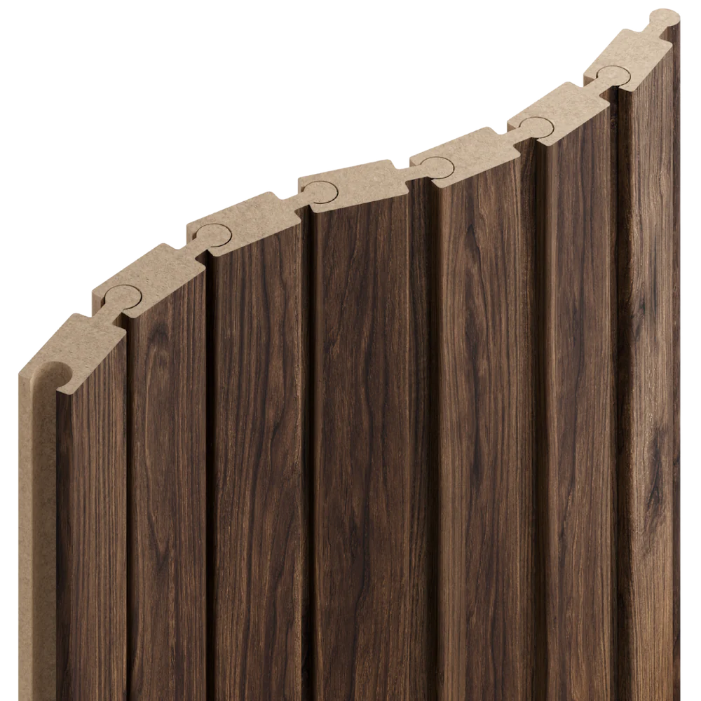 Lamely Puzzle, OŘECH, obložení zakřivených a oblých stěn, 46 x 18 x 2750 mm