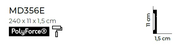 Orámování bezobložkových dveří – HLADKÉ, tvrdý plast PolyForce (HD Polymer), základní bílý nátěr (přetíratelný), 110 x 15 x 2400 mm