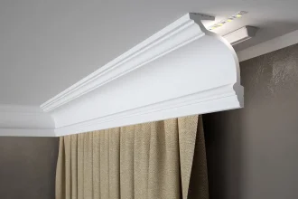 Garnižová LED osvetľovacia lišta, NEPRIAME OSVETLENIE, tvrdý plast PolyForce (HD Polymer), základný biely náter (pretierateľný), 145 x 110 x 2000 mm