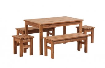 PROWOOD Dřevěný zahradní Nábytek SET M7 - stůl + 2 x lavice + 2 x stolička