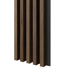 Dřevěné lamely ŠIROKÉ na ČERNÉ desce (MDF), OŘECH, 46 x 300 x 2750 mm (0,825 m2)