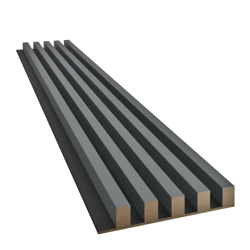 Dřevěné lamely ŠIROKÉ na ČERNÉ desce (MDF), GRAFIT (ANTRACIT), 46 x 300 x 2750 mm (0,825 m2)