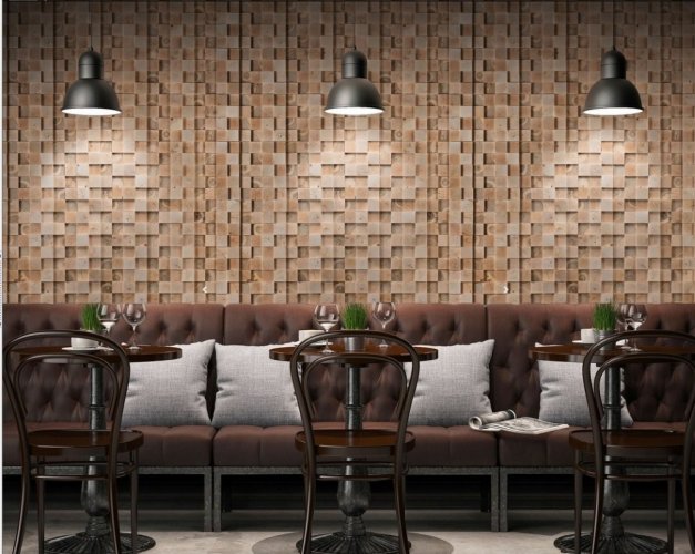 Dřevěné panely do restaurace