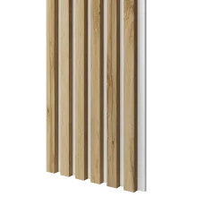 Dřevěné lamely ÚZKÉ na BÍLÉ desce (MDF), DUB WOTAN, FINISH FOLIE, 24 x 300 x 2750 mm (0,825 m2)