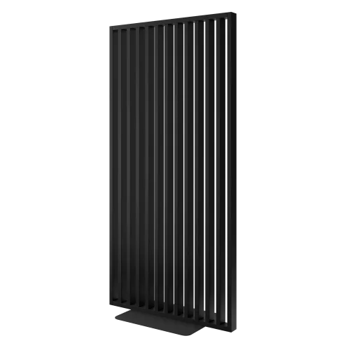 Deliaca lamelová stena s podstavcom - voľne stojaca, 990 x 2005 mm, (MDF), ČIERNA - Typ lamiel: V uhle 45° k základni