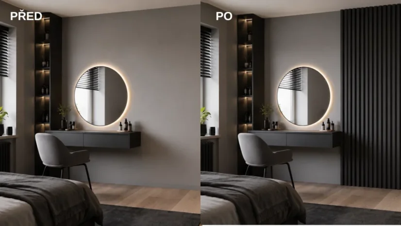 Akustický panel - GRAFIT (ANTRACIT), MDF + FOLIE FINISH, ČERNÝ akustický podklad FILC, 300 x 2750 mm