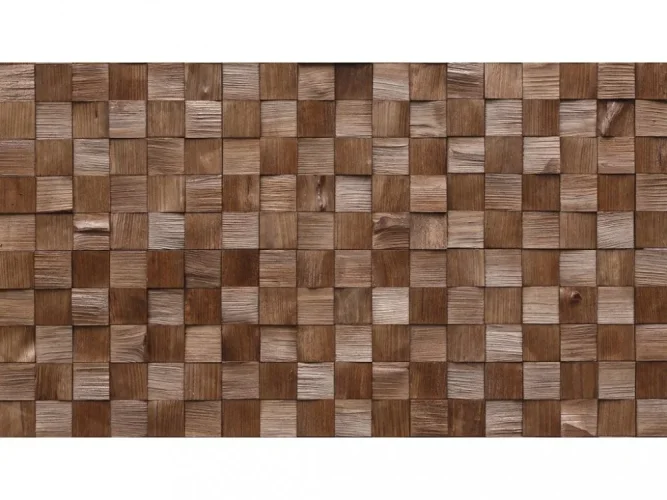 QUADRO MINI 2 - dřevěný mozaikový obkladový panel, tmavě mořená borovice, 380 x 380 mm