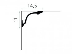 Stropní lišta – HLADKÁ, tvrdý plast PolyForce (HD Polymer), základní bílý nátěr (přetíratelný), 110 x 145 x 2000 mm