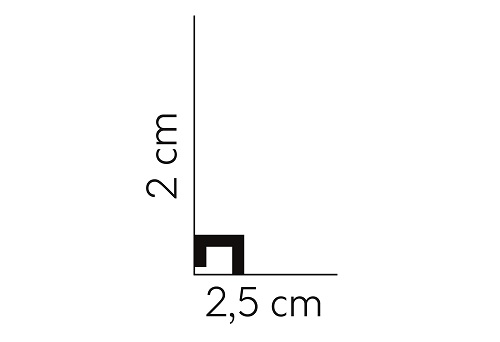 Podlahová/stropní lišta – HLADKÁ, tvrdý plast PolyForce (HD Polymer), základní bílý nátěr (přetíratelný), 20 x 25 x 2000 mm