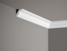Stropná lišta – HLADKÁ, tvrdý plast ProFoam® (polyuretán), základný biely náter (pretierateľný), 32 x 32 x 2000 mm