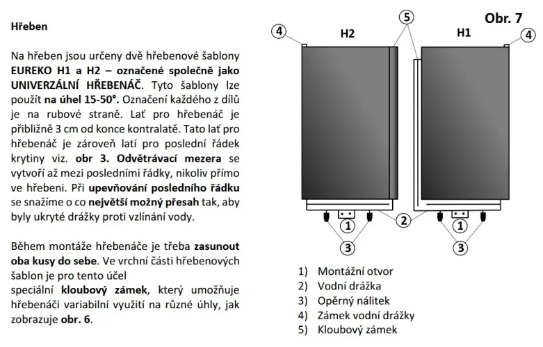 Univerzální hřebenáč pro plastovou krytinu (MODERNA a CPS)