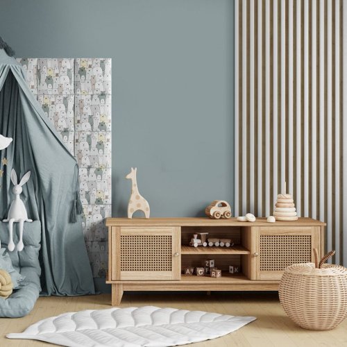 LINEA SLIM 1 dřevěná lamela na desce - bílá | dub, 2650 x 54 x 30 mm