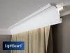 Garnižová LED osvetľovacia lišta, NEPRIAME OSVETLENIE, tvrdý plast PolyForce (HD Polymer), základný biely náter (pretierateľný), 106 x 89 x 2000 mm