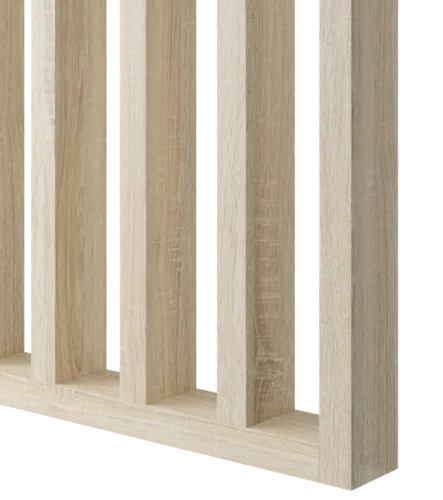 Dělící lamelová stěna s podstavcem - volně stojící, 990 x 2005 mm, (MDF), DUB SONOMA - Typ lamel: V úhlu 45° k základně