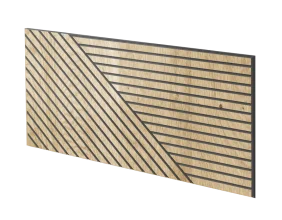 Lamelový panel SEGOVIA - DUBOVÁ DÝHA, 600 x 300 x 11 mm, ČERNÝ MDF PANEL