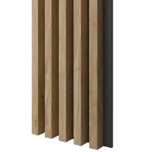 Drevené lamely ŠIROKÉ na ČIERNEJ doske (MDF), DUB PRÍRODNÝ, 46 x 300 x 2750 mm (0,825 m2)