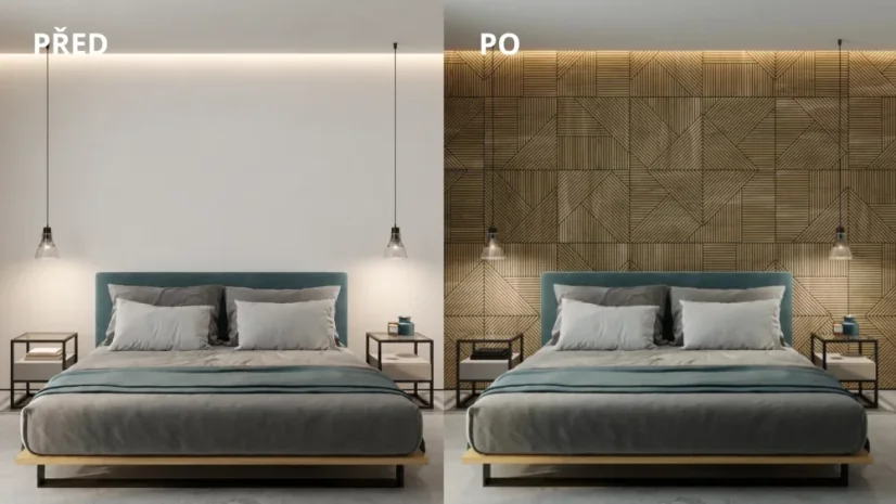 Lamelový panel SEVILLA - DUBOVÁ DÝHA, 600 x 300 x 11 mm, ČERNÝ MDF PANEL