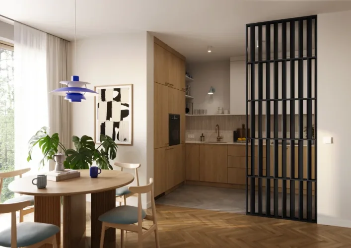 Deliaca priečka JAPANDI, 520-2720 x 1800-2750 mm, (MDF), ČIERNA MATNÁ