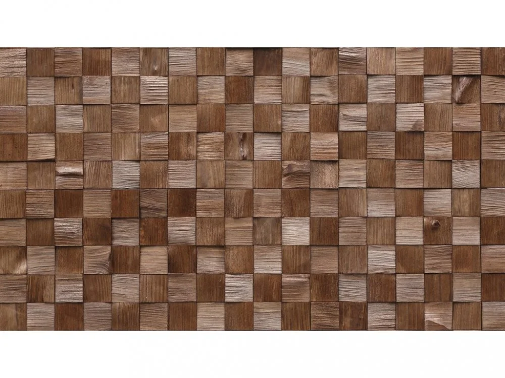 QUADRO MINI 2 - dřevěný mozaikový obkladový panel, tmavě mořená borovice, 380 x 380 mm