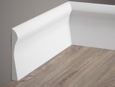 Podlahová lišta – PREMIUM, tvrdý plast PolyForce (HD Polymér), kvalitný biely lak (finálny povrch), 128 x 18 x 2000 mm Podlahová lišta – PREMIUM, tvrdý plast PolyForce (HD Polymér), kvalitný biely lak (finálny povrch), 128 x 18 x 2000 mm