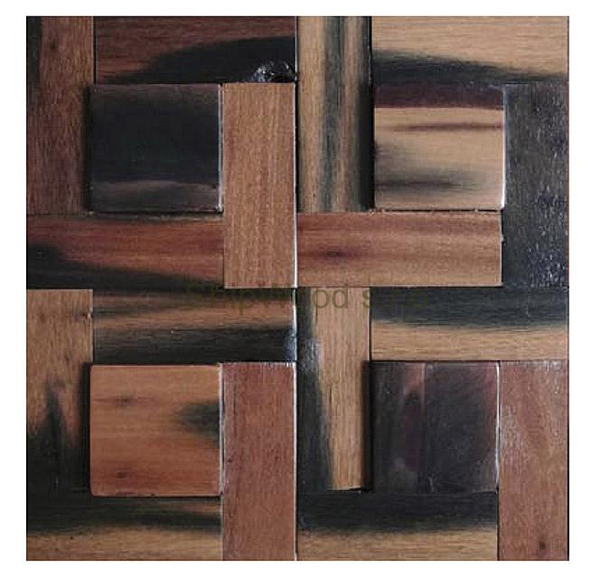 Dřevěná lodní mozaika - obkladový panel 300 x 300 x 10 - 13 mm (0,09 m²)