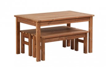 PROWOOD Dřevěný zahradní Nábytek SET M6 - stůl + 2 x lavice