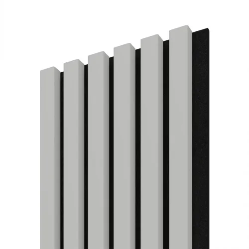 Akustický panel ACOUSTIC LINE - glacier grey | čierna, 2650 x 245 x 22 mm, lamely MDF + FINISH FOLIE, akustický podklad FILC