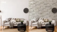 Kamenný obklad, Z BETONU, SAKURA 1, šedobéžová, 145 x 550 mm, tloušťka 14 - 26 mm, 0.48 m2 Kamenný obklad, Z BETONU, SAKURA 1, šedobéžová, 145 x 550 mm, tloušťka 14 - 26 mm, 0.48 m2