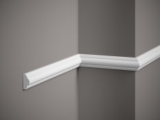VZORKA - Nástenná lišta – HLADKÁ, tvrdý plast PolyForce (HD Polymér), základný biely náter (pretierateľný), 40 x 18 x 100 mm