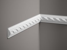 Nástěnná lišta – S ORNAMENTEM, tvrdý plast ProFoam (Polyuretan), základní bílý nátěr (přetíratelný), 54 x 23 x 2000 mm Nástěnná lišta – S ORNAMENTEM, tvrdý plast ProFoam (Polyuretan), základní bílý nátěr (přetíratelný), 54 x 23 x 2000 mm