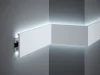 Nástěnná LED osvětlovací lišta, NEPŘÍMÉ OSVĚTLENÍ, tvrdý plast PolyForce (HD Polymer), základní bílý nátěr (přetíratelný), 100 x 25 x 2000 mm