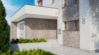 Realizace betonového obkladu CALIFORNIA 1 – Imitace kamene na domě