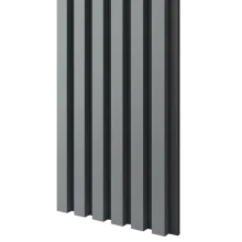 Dřevěné lamely ÚZKÉ na ČERNÉ desce (MDF), GRAFIT (ANTRACIT), FINISH FOLIE, 24 x 300 x 2750 mm (0,825 m2)