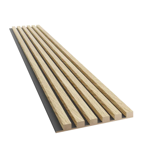 Dřevěné lamely ÚZKÉ na ČERNÉ desce (MDF), EVROPSKÝ DUB, CPL PREMIUM, 24 x 300 x 2750 mm (0,825 m2)
