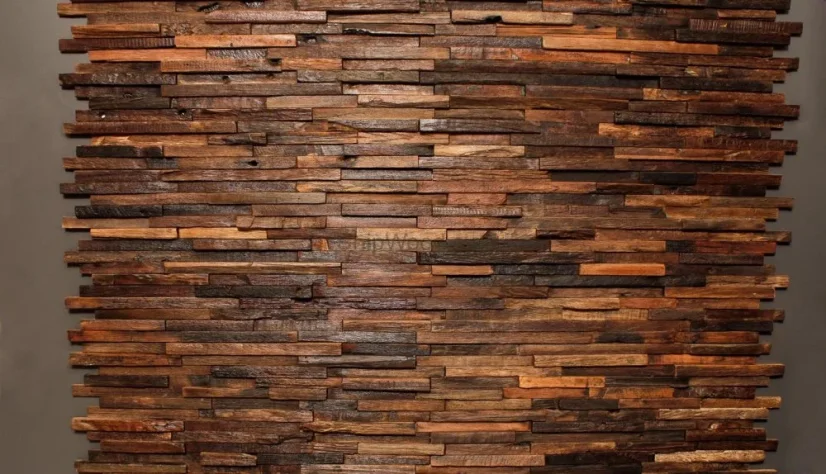 Drevená lodná mozaika - obkladový panel 600 x 300 x 6 - 12 mm (0,18 m²)