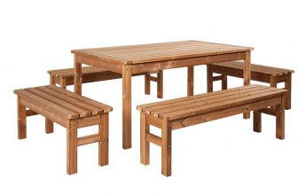 PROWOOD Dřevěný zahradní Nábytek SET L7 - stůl + 4 x lavice