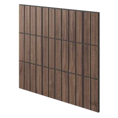 Lamelový panel BARCELONA - DÝHA Z AMERICKÉHO OŘECHU, 600 x 600 mm, ČERNÝ MDF PANEL