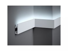 VZORKA - Nástenná LED osvetľovacia lišta – PREMIUM, NEPRIAME OSVETLENIE, tvrdý plast PolyForce (HD Polymer), kvalitný biely lak (finálny povrch), 80 x 25 x 100 mm
