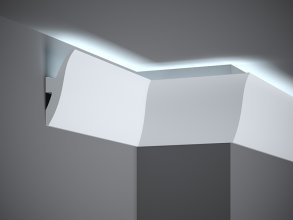 Stropní LED osvětlovací lišta, NEPŘÍMÉ OSVĚTLENÍ, tvrdý plast PolyForce (HD Polymer), základní bílý nátěr (přetíratelný), 120 x 47 x 2000 mm
