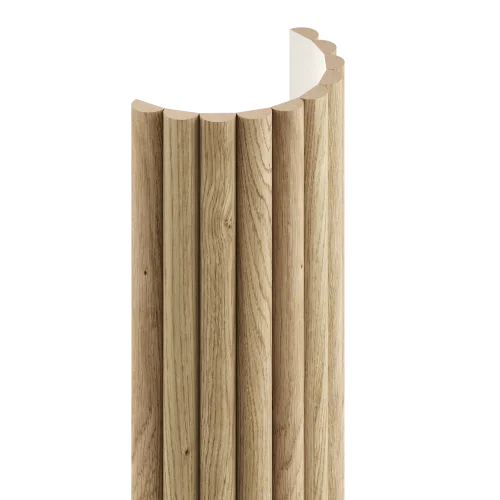 Lamelový panel na tkanině VLNY - DUBOVÁ DÝHA, obložení zakřivených či oblých stěn, 300 x 2750 mm, MDF PANEL