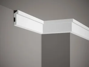 Stropná lišta – HLADKÁ, tvrdý plast PolyForce (HD Polymér), základný biely náter (pretierateľný), 80 x 27 x 2000 mm