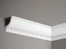 Stropní lišta – S ORNAMENTEM, tvrdý materiál ProFoam (Polyuretan), základní bílý nátěr (přetíratelný), 70 x 76 x 2000 mm