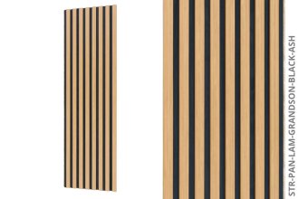 Systémový obkladový panel - LAMELY DUB - ČERNÝ PODKLAD, dřevotřísková deska, PVC finish fólie, 12 x 600 x 2800 mm