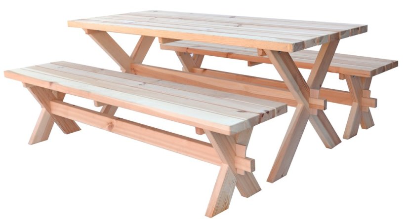 OLD souprava dřevěná - přírodní - stůl + 2 x lavice