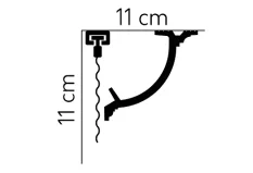 Garnižová LED osvetľovacia lišta, NEPRIAME OSVETLENIE, tvrdý plast PolyForce (HD Polymer), základný biely náter (pretierateľný), 110 x 110 x 2000 mm