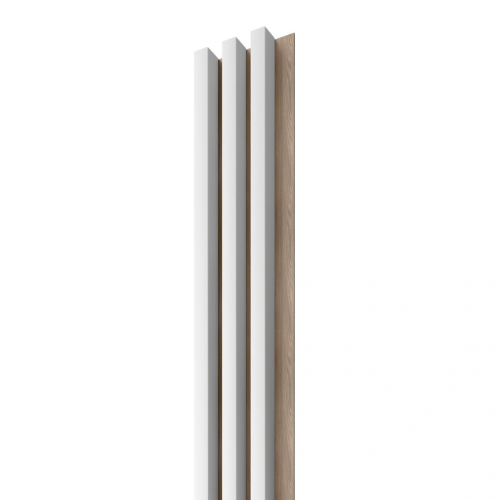 LINEA 3 drevené lamely na doske - biela | dub, 2750 x 176 x 40 mm