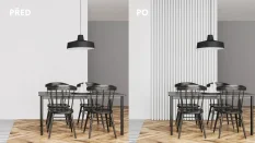 LINEA SINGLE - Drevená lamela na stenu, biela, 2750 x 28 x 37 mm
