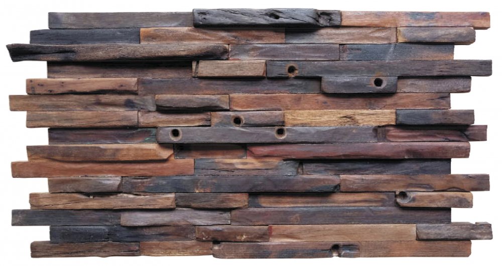 Dřevěná lodní mozaika  - obkladový panel 600 x 300 x 6 - 12 mm (0,18 m²)