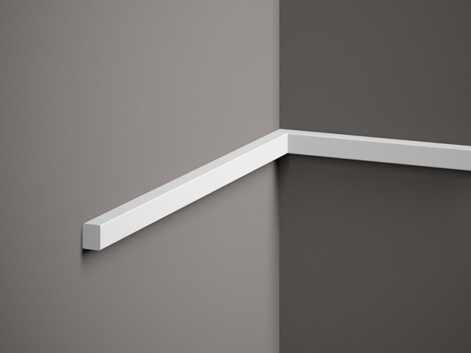 Nástenná lišta – HLADKÁ, tvrdý plast PolyForce (HD Polymér), základný biely náter (pretierateľný), 15 x 15 x 2000 mm