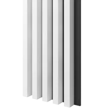 Dřevěné lamely ŠIROKÉ na ČERNÉ desce (MDF), BÍLÁ MATNÁ, 46 x 300 x 2750 mm (0,825 m2)
